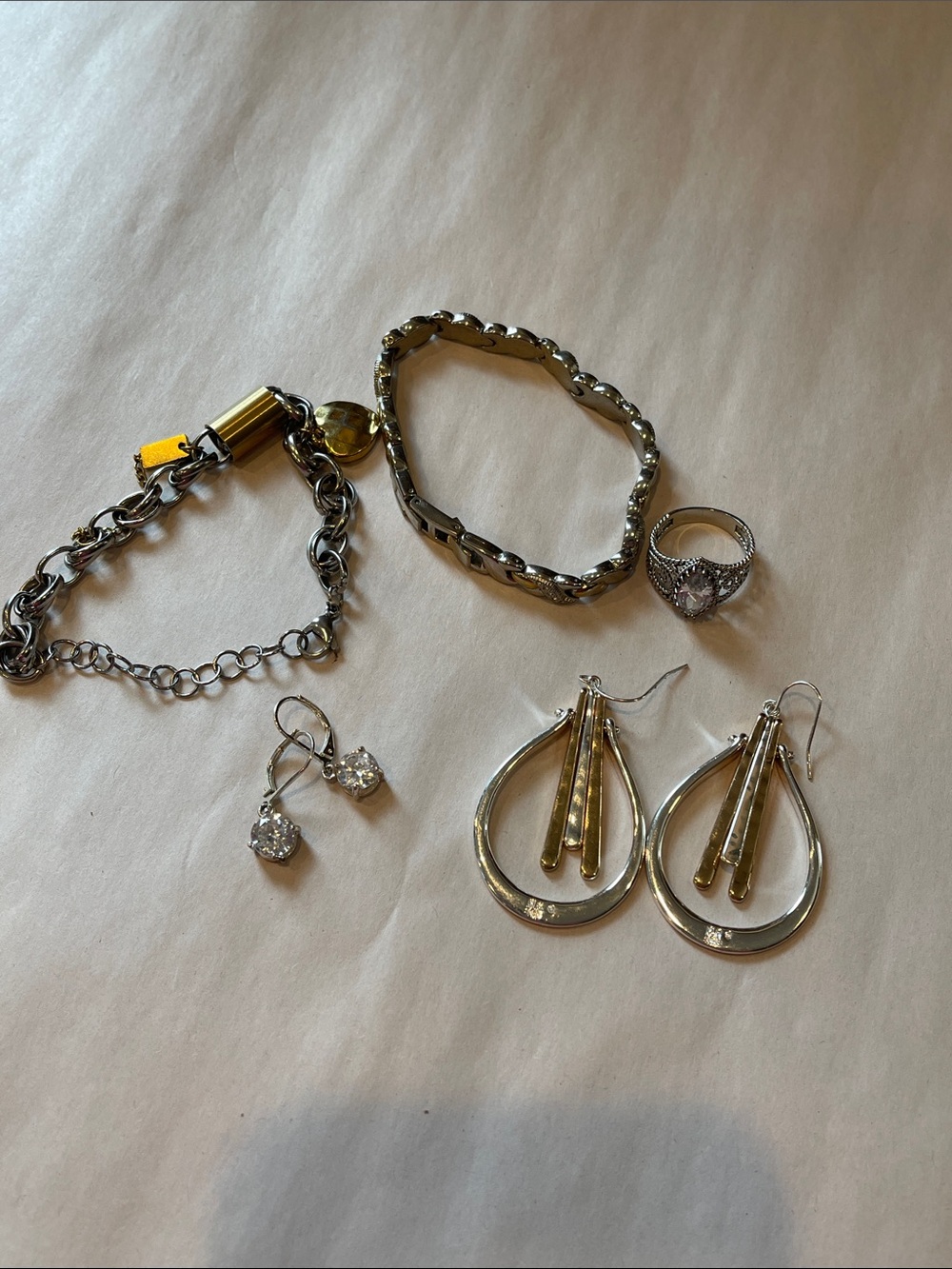 Silver-Tone Mixed Jewelry Set with Teardrop Earrings and Studs